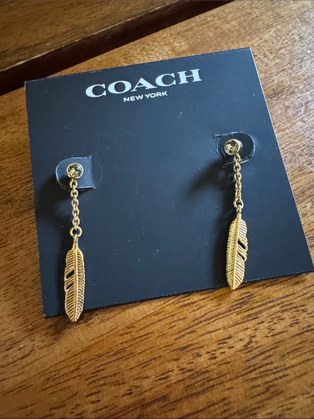 COACH Gold Feather Drop Earrings - Women's Jewelry